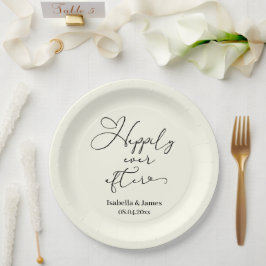 ロマンチックエレガントなアイボリーの後ずっと幸せ結婚に ペーパープレート