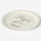 ロマンチックエレガントなアイボリーの後ずっと幸せ結婚に ペーパープレート (アングル)