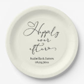 ロマンチックエレガントなアイボリーの後ずっと幸せ結婚に ペーパープレート (正面)