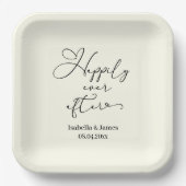 ロマンチックエレガントなアイボリーの後ずっと幸せ結婚に ペーパープレート (正面)