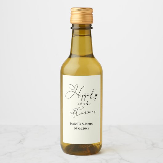 ロマンチックエレガントなアイボリーの後ずっと幸せ結婚に ワインラベル (正面)