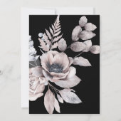 ロマンチックエレガントなウォーターカラーブラックフローラ結婚ズ 招待状 (裏面)