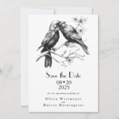 ロマンチックエレガントなカラス好き 招待状 (正面)