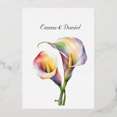 ロマンチックエレガントなカラリージーソフトウォーターカラーパステル 箔招待状 (裏面)