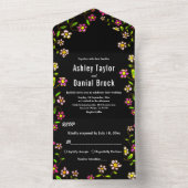 ロマンチックエレガントなグローフラワーズボホフローラ結婚ズ オールインワン招待状 (内側)