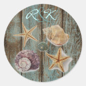 ロマンチックエレガントなコテージのシーシェルビーチ結婚式 ラウンドシール (正面)