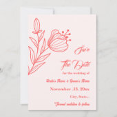 ロマンチックエレガントなコーラルピンクのフローラ結婚ズ セーブザデート (正面)