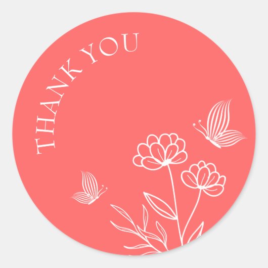 ロマンチックエレガントなコーラルピンクのフローラ結婚ズ ラウンドシール (正面)