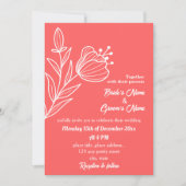 ロマンチックエレガントなコーラルピンクのフローラ結婚ズ 招待状 (正面)