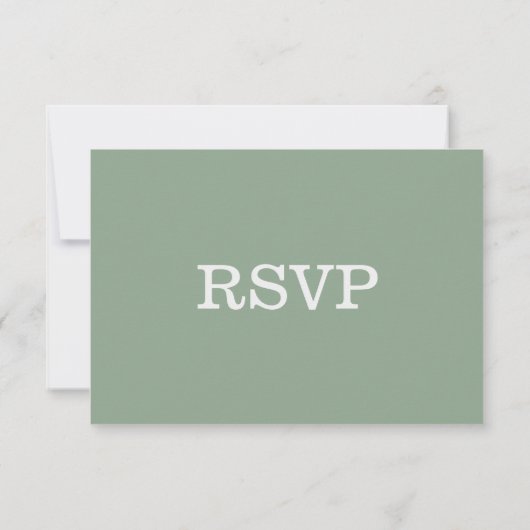 ロマンチックエレガントなセージ緑のフローラ結婚の 出欠カード (裏面)