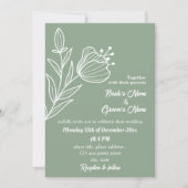 ロマンチックエレガントなセージ緑のフローラ 招待状 (正面)