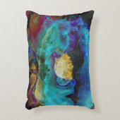 ロマンチックエレガントなティール(緑がかった色)フローラの水の色絵画の アクセントクッション (正面(垂直))