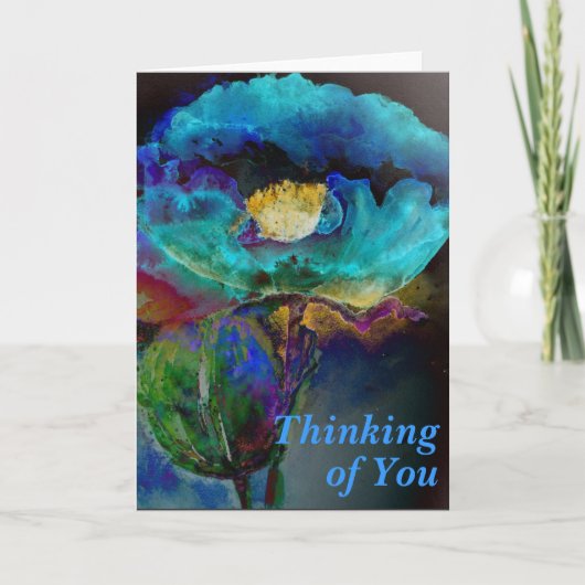 ロマンチックエレガントなティール（緑がかった色）フローラの水の色絵画の カード (正面)