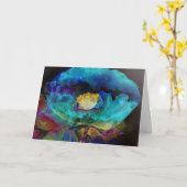 ロマンチックエレガントなティール（緑がかった色）フローラの水の色絵画の カード (黄色い花)