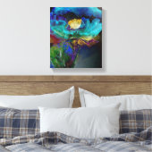 ロマンチックエレガントなティール（緑がかった色）フローラの水の色絵画の キャンバスプリント (インサイチュ (寝室))