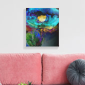 ロマンチックエレガントなティール（緑がかった色）フローラの水の色絵画の キャンバスプリント (インサイチュ (リビング))