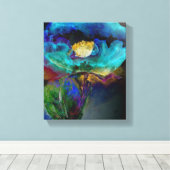 ロマンチックエレガントなティール（緑がかった色）フローラの水の色絵画の キャンバスプリント (インサイチュ (ウッドフロア))