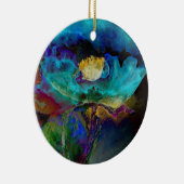 ロマンチックエレガントなティール（緑がかった色）フローラの水の色絵画の セラミックオーナメント (右)