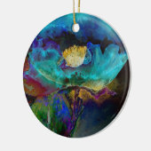 ロマンチックエレガントなティール（緑がかった色）フローラの水の色絵画の セラミックオーナメント (左)