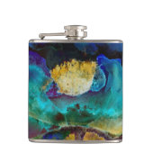 ロマンチックエレガントなティール（緑がかった色）フローラの水の色絵画の フラスク (正面)