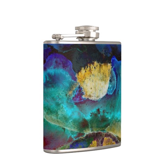 ロマンチックエレガントなティール（緑がかった色）フローラの水の色絵画の フラスク (右)