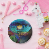 ロマンチックエレガントなティール（緑がかった色）フローラの水の色絵画の ペーパープレート (パーティー)