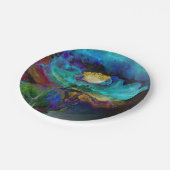 ロマンチックエレガントなティール（緑がかった色）フローラの水の色絵画の ペーパープレート (アングル)