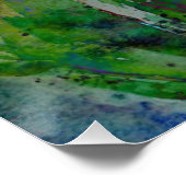 ロマンチックエレガントなティール（緑がかった色）フローラの水の色絵画の ポスター (コーナー)