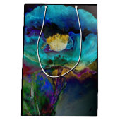 ロマンチックエレガントなティール(緑がかった色)フローラの水の色絵画の ミディアムペーパーバッグ (裏面)