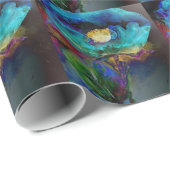 ロマンチックエレガントなティール（緑がかった色）フローラの水の色絵画の ラッピングペーパー (ロールコーナー)