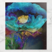 ロマンチックエレガントなティール（緑がかった色）フローラの水の色絵画の ワインラベル (シングルラベル)