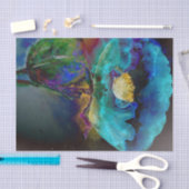 ロマンチックエレガントなティール（緑がかった色）フローラの水の色絵画の 薄葉紙 (クラフト)