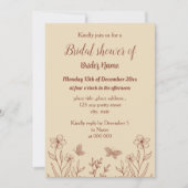 ロマンチックエレガントなテラコッタフローラブライダルシャワー 招待状 (正面)