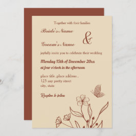 ロマンチックエレガントなテラコッタフローラ 招待状