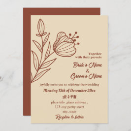 ロマンチックエレガントなテラコッタフローラ 招待状