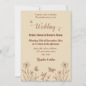 ロマンチックエレガントなテラコッタフローラ 招待状 (正面)