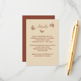 ロマンチックエレガントなテラコッタ結婚チョウ エンクロージャーカード