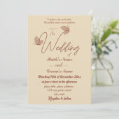 ロマンチックエレガントなテラコッタ結婚チョウ 招待状 (スタンド正面)