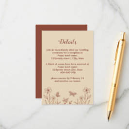ロマンチックエレガントなテラコッタ結婚フローラ エンクロージャーカード