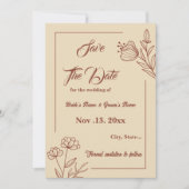 ロマンチックエレガントなテラコッタ結婚フローラ セーブザデート (正面)