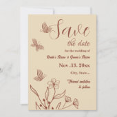 ロマンチックエレガントなテラコッタ結婚フローラ セーブザデート (正面)