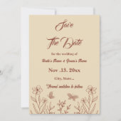 ロマンチックエレガントなテラコッタ結婚フローラ セーブザデート (正面)