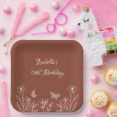 ロマンチックエレガントなテラコッタ結婚フローラ ペーパープレート (パーティー)