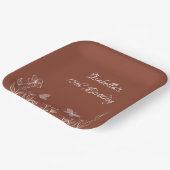 ロマンチックエレガントなテラコッタ結婚フローラ ペーパープレート (傾斜あり)