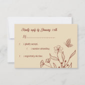 ロマンチックエレガントなテラコッタ結婚フローラ 出欠カード (正面)