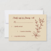 ロマンチックエレガントなテラコッタ結婚フローラ 出欠カード (正面)