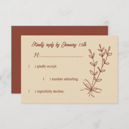ロマンチックエレガントなテラコッタ結婚フローラ 出欠カード