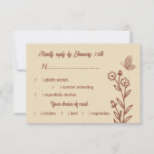 ロマンチックエレガントなテラコッタ結婚フローラ 出欠カード (正面)