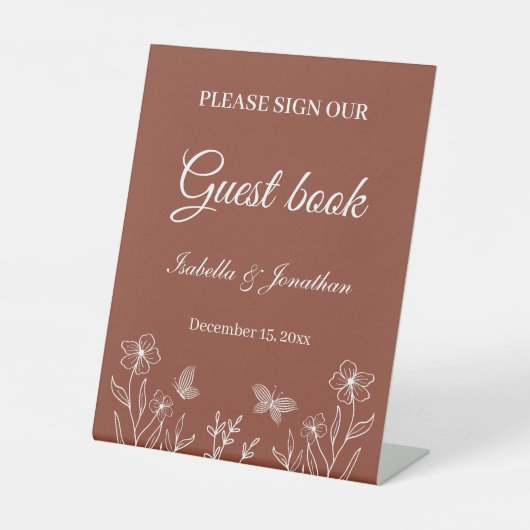 ロマンチックエレガントなテラコッタ結婚フローラ 台座サイン (正面)