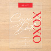 ロマンチックエレガントなバレンタインは日付を保存する アクリル招待状 (正面)